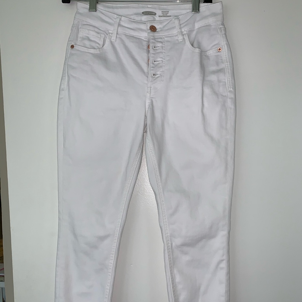 Old navy high rise rockstar white denim jeans